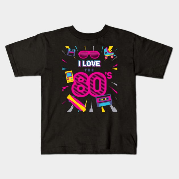 I Love The 80s retro style Kids T-Shirt by MasliankaStepan